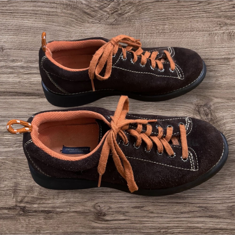 American Eagle Outfitters Brown and Orange Sneakers with Suede Upper Size 9